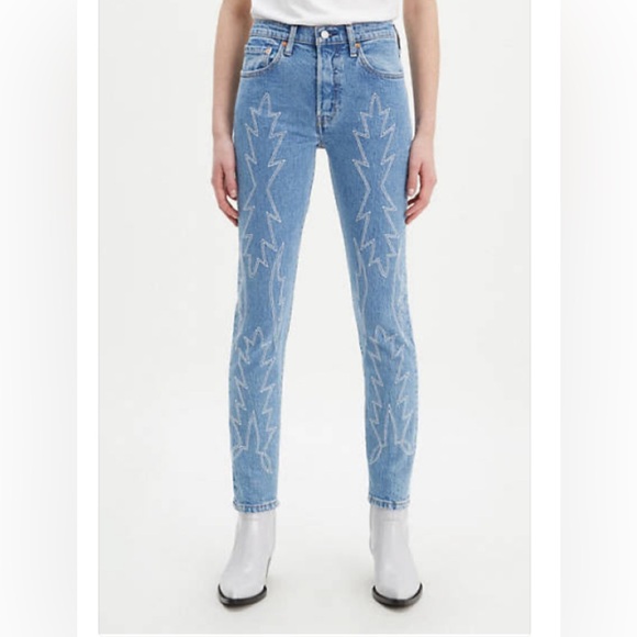 Levi’s 501 button fly skinny embroidered Women's Jeans size 29 - Picture 1 of 10